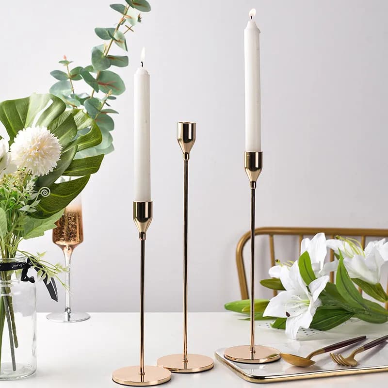 Metal Candle Holder Set Gold 3-Piece