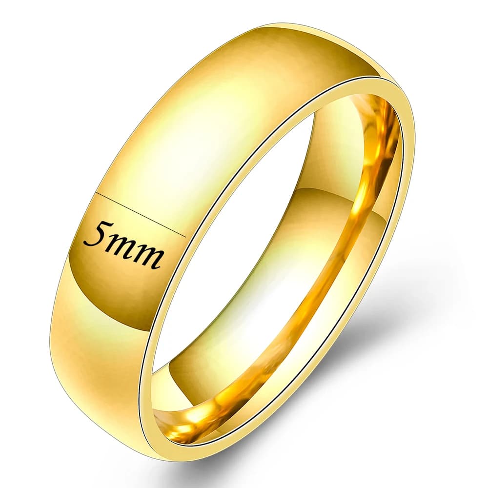 Gold Stainless Steel Wedding Band Couple Rings