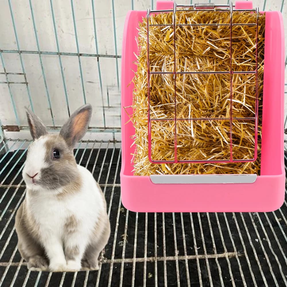 Dual Hay Rack and Food Bowl for Small Animals