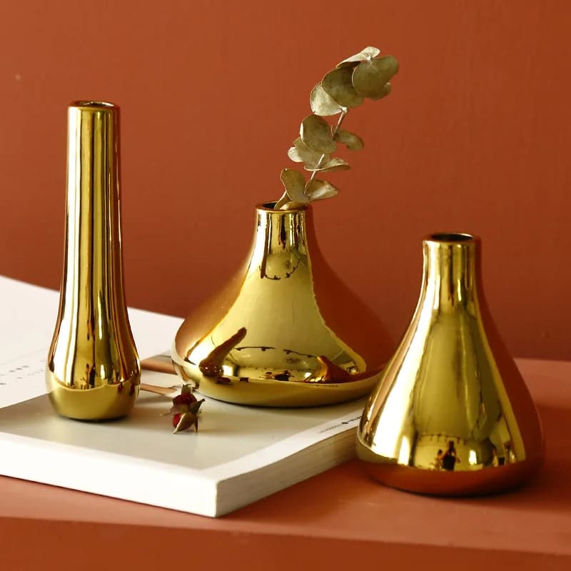 Ceramic Vase For Dried Flowers Gold