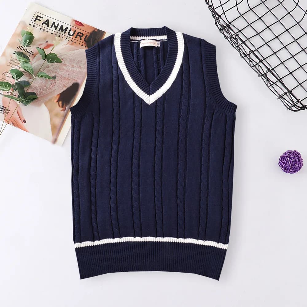School Uniform V-Neck Cotton Sweater