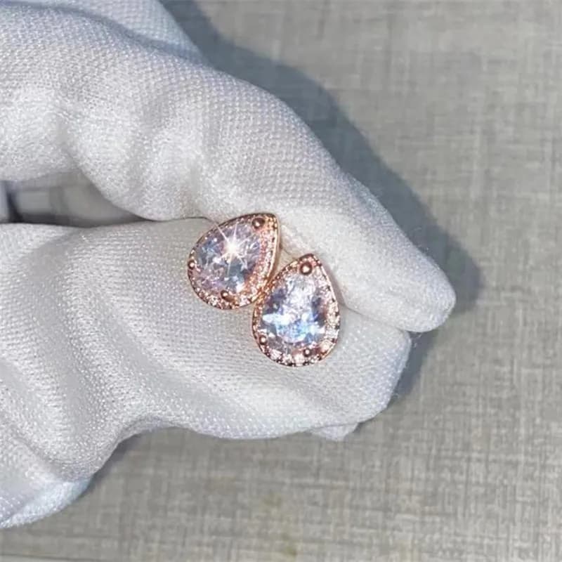 Water Drop Cubic Zirconia Stud Earrings