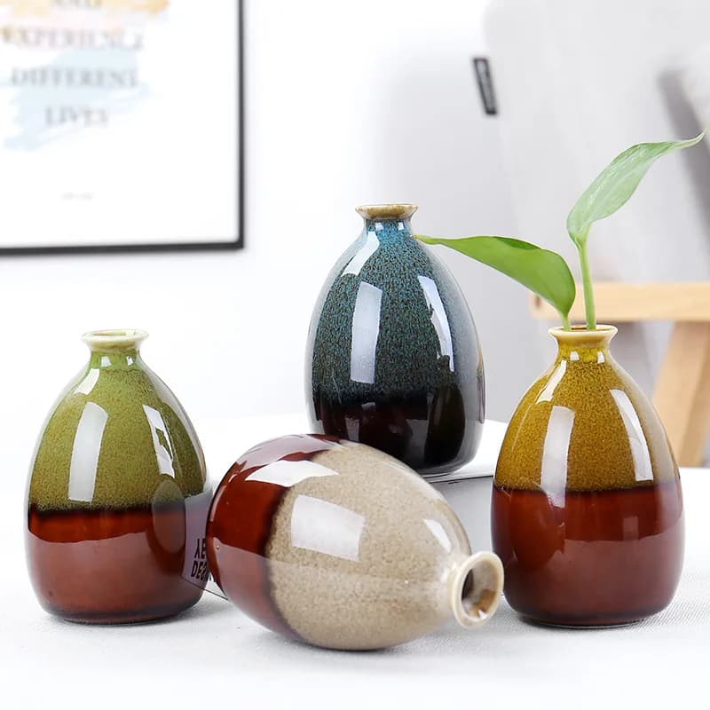 Ceramic Flower Vase Green Home Decor