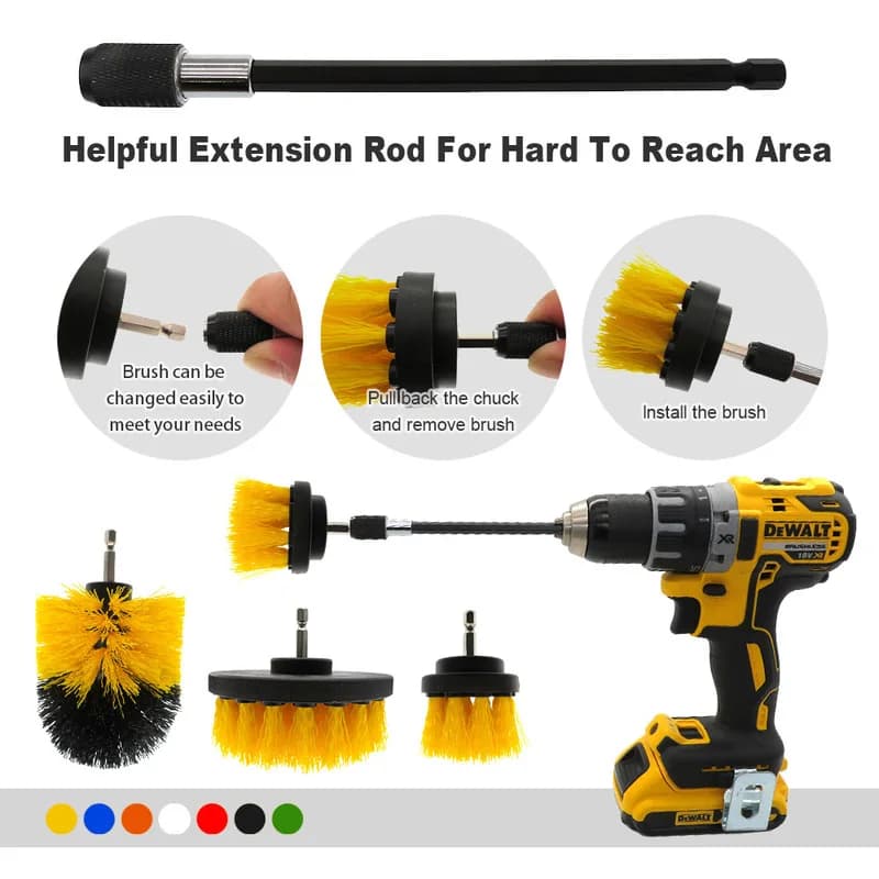 Drill Brush Attachment Set for Tile and Grout