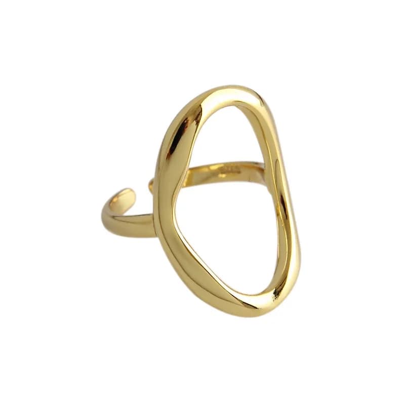 925 Sterling Silver Round Hollow Adjustable Ring