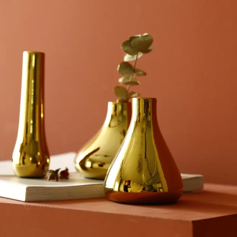 Ceramic Vase For Dried Flowers Gold
