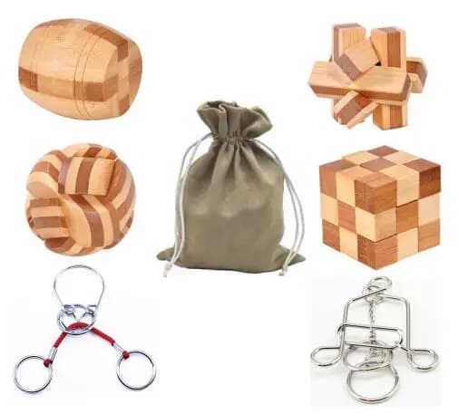 Wooden Brain Teaser Puzzle Set