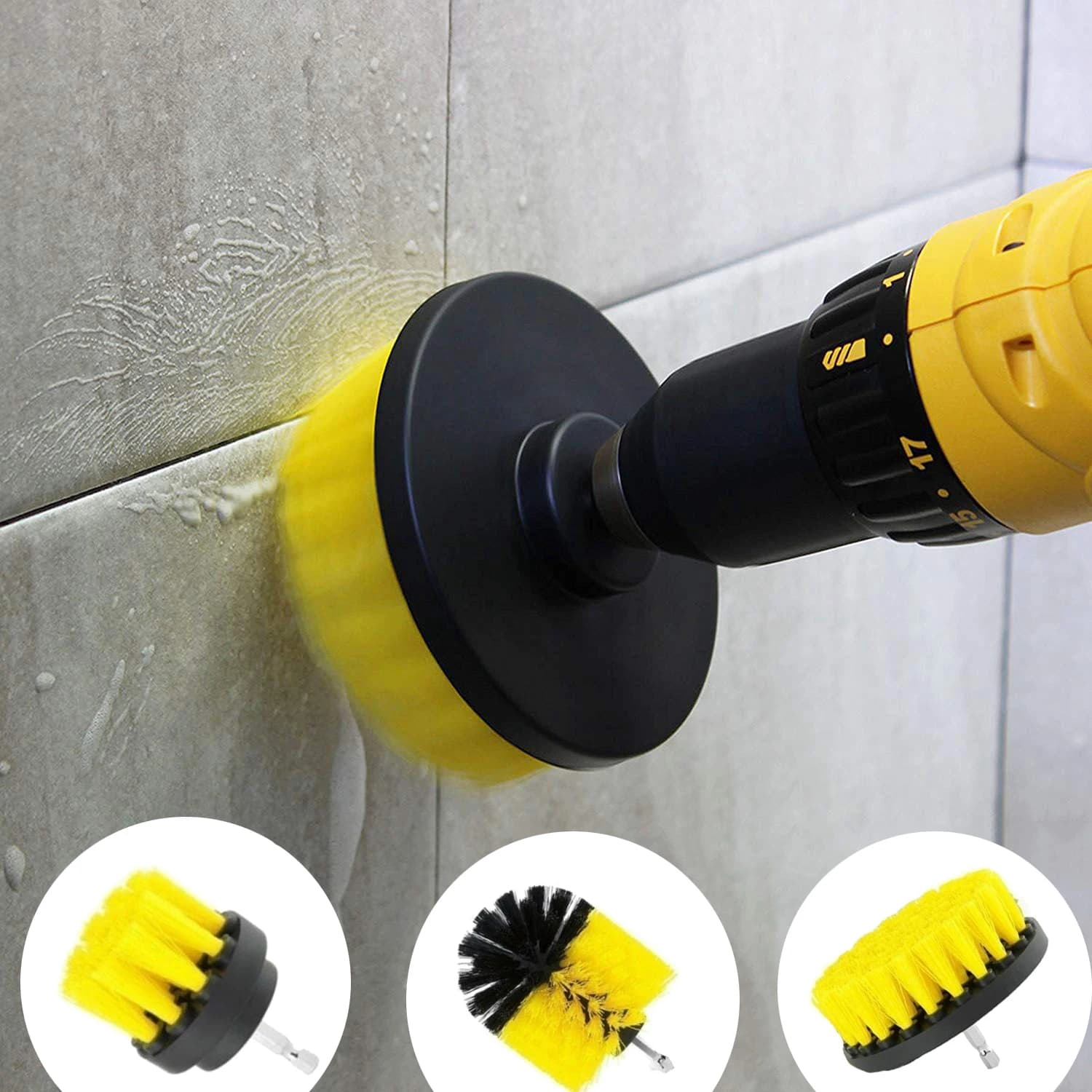 Drill Brush Attachment Set for Tile and Grout