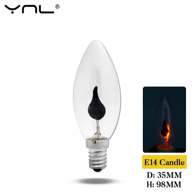 LED Candle Light Bulb E14 E27 LED Flame Effect Bulb AC220V Edison Emulation Fire Lighting Vintage Home Decor Ampoule Candle Bulb