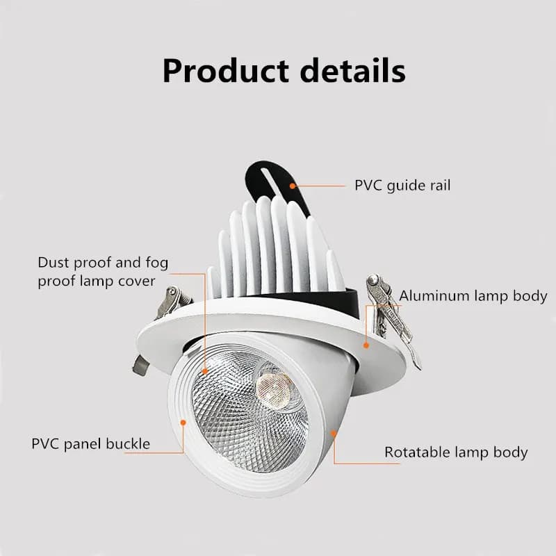 Led downlight light 5W 7W 10W 12W 20W 30W Recessed led light 360 degree rotatable Ceiling Spot Light ceiling recessed Lights