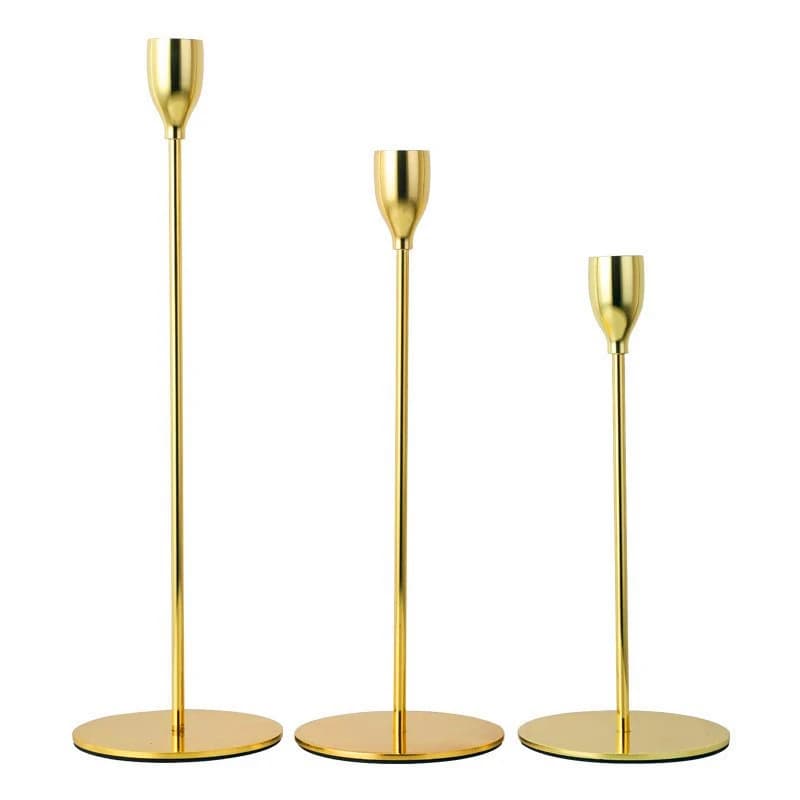 Metal Candle Holder Set Gold 3-Piece