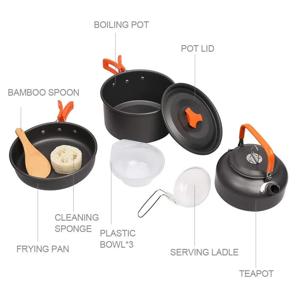 Camping Cookware Set With Kettle