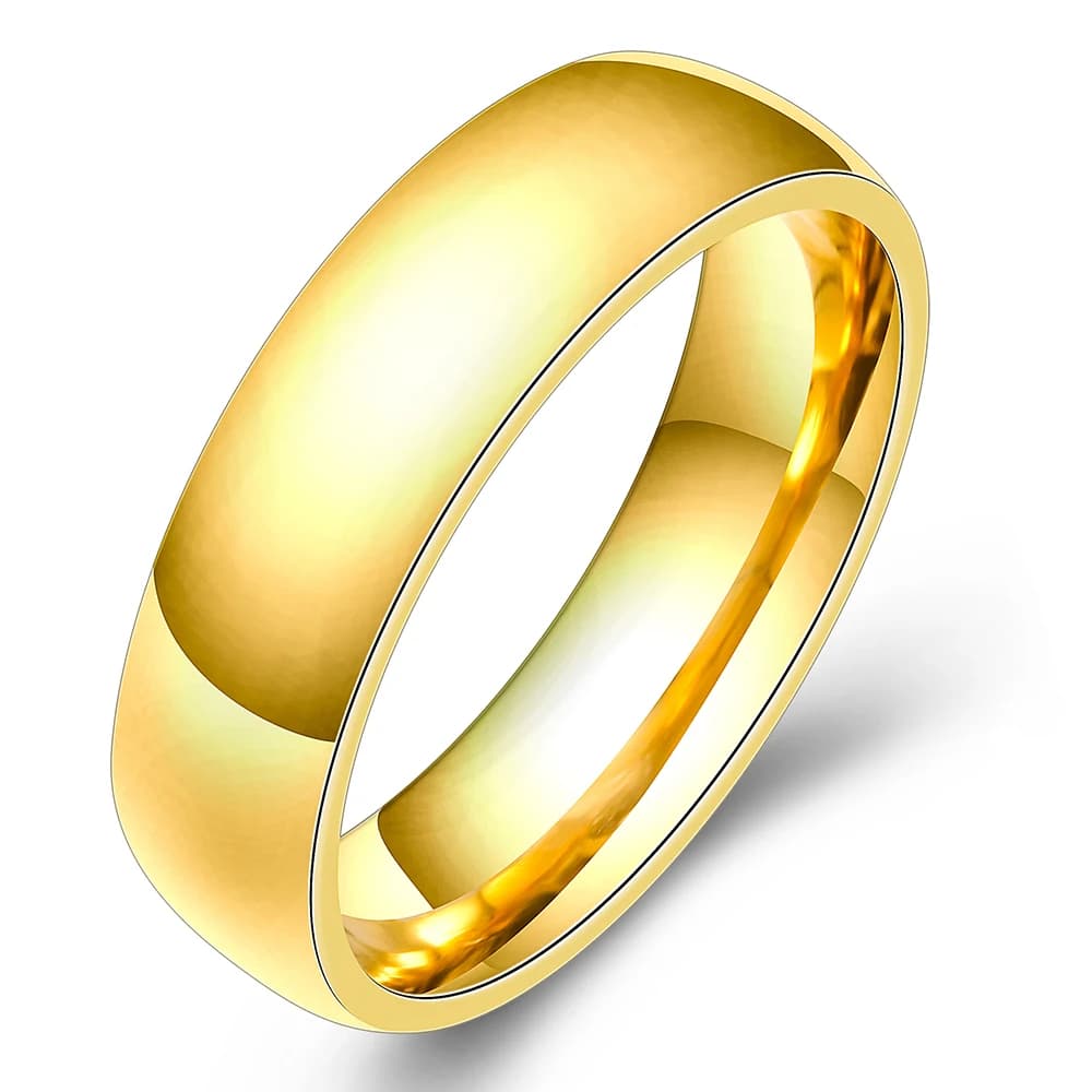 Gold Stainless Steel Wedding Band Couple Rings