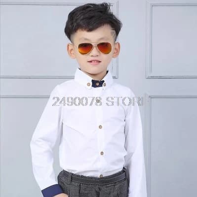 Boys White Long-Sleeve Dress Shirt