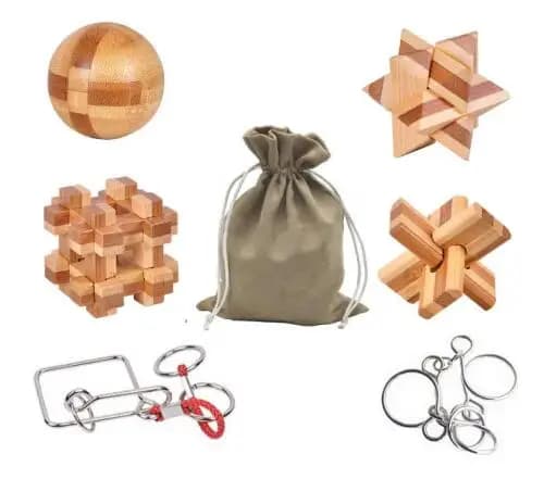 Wooden Brain Teaser Puzzle Set