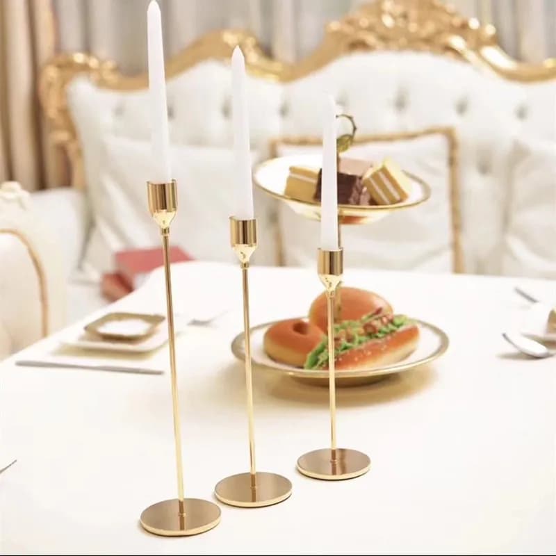 Metal Candle Holder Set Gold 3-Piece