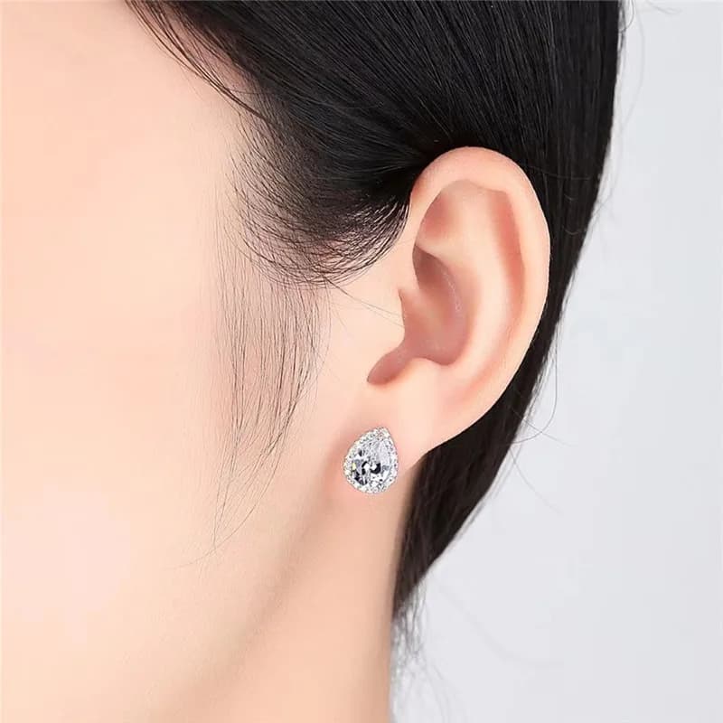 Water Drop Cubic Zirconia Stud Earrings