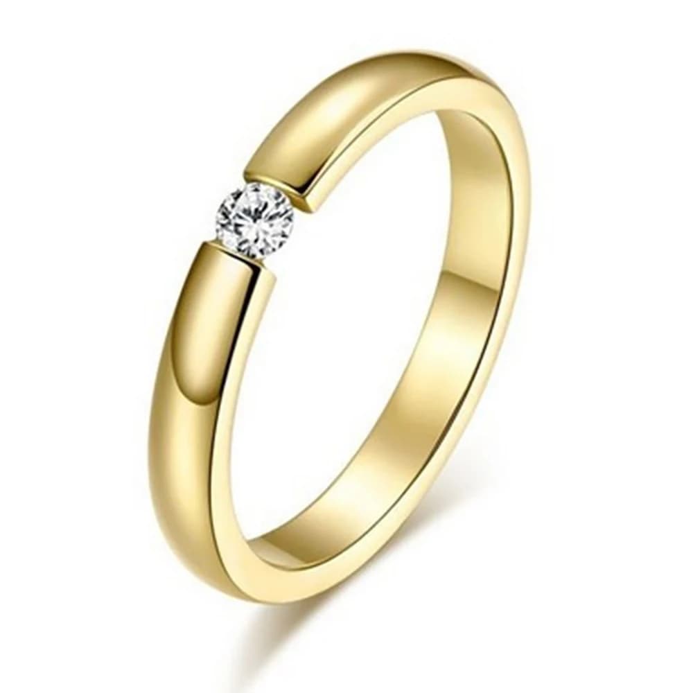 Gold Stainless Steel Wedding Band Couple Rings