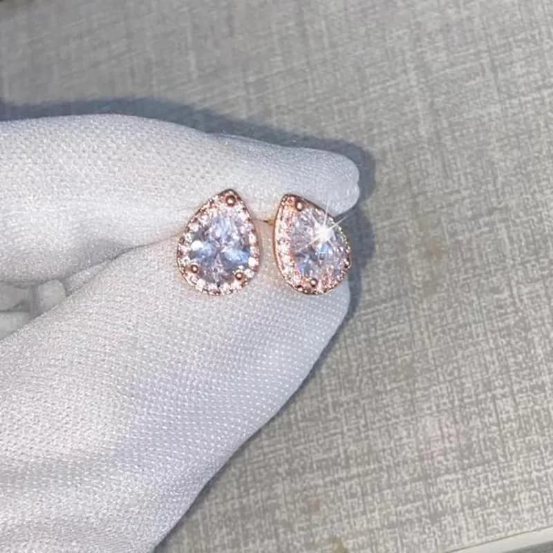 Water Drop Cubic Zirconia Stud Earrings