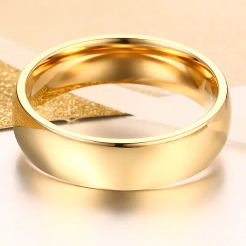 Gold-Tone Stainless Steel Wedding Band Ring