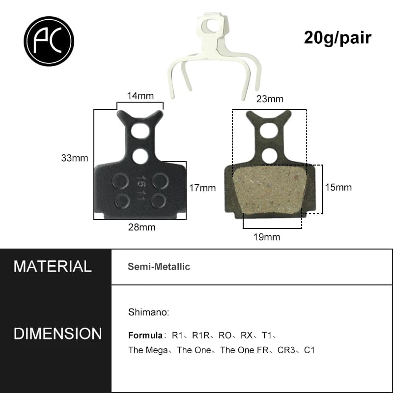 Disc Brake Pad Set for Formula Calipers