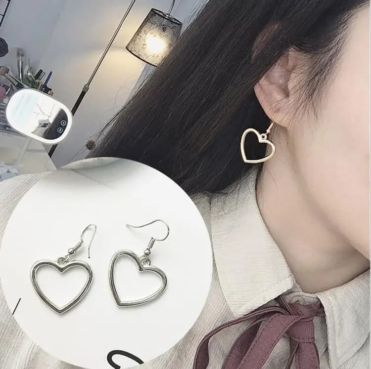 Gold Heart Pendant Earrings