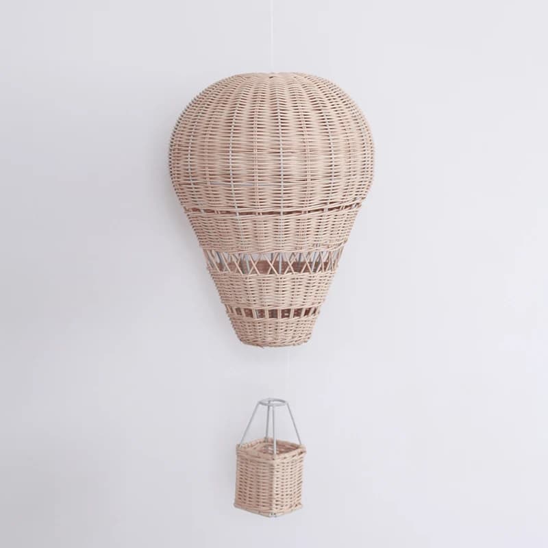 Handmade Kids Room Decoration Nordic Style Children Bedroom Kindergarten Rattan Weaven Hot Air Balloon Craft Wall Hanging Decor