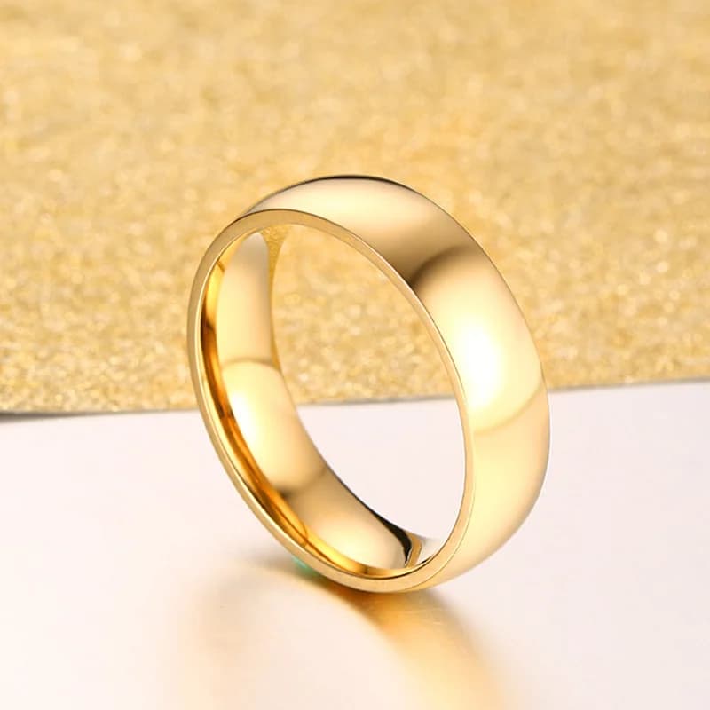Gold-Tone Stainless Steel Wedding Band Ring