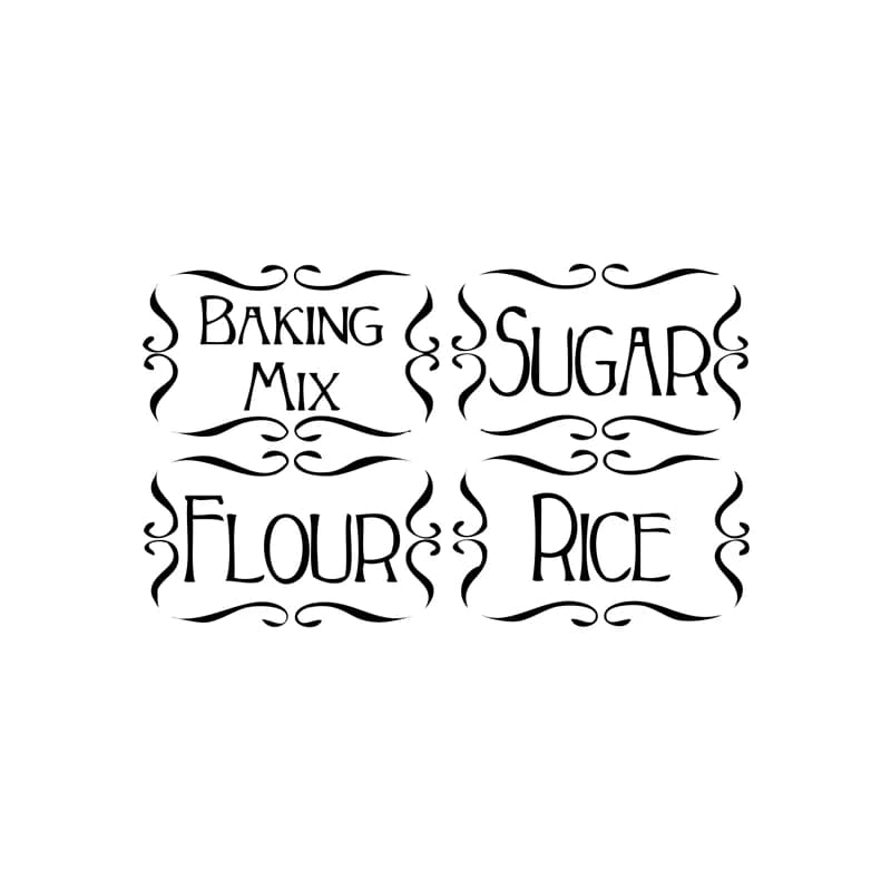 Kitchen Jar Label Vinyl Stickers Set of 4