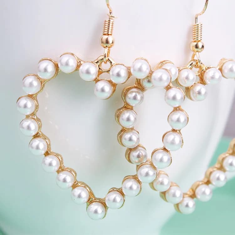 Gold Heart Pendant Earrings
