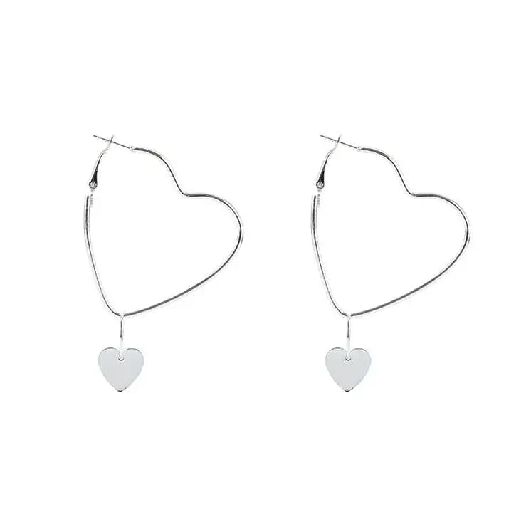 Gold Heart Pendant Earrings