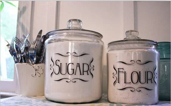 Kitchen Jar Label Vinyl Stickers Set of 4