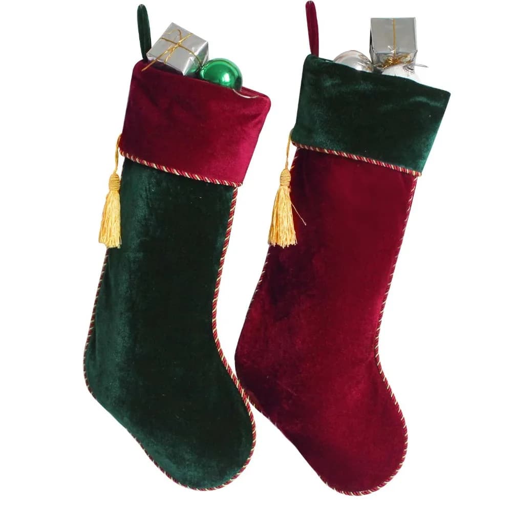 Red and Green Velvet Christmas Stockings
