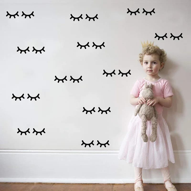 Kids Room Decoration  Eyelash Wall Stickers Cute Baby Room Stickers  Nordic Girl Bedroom Decor