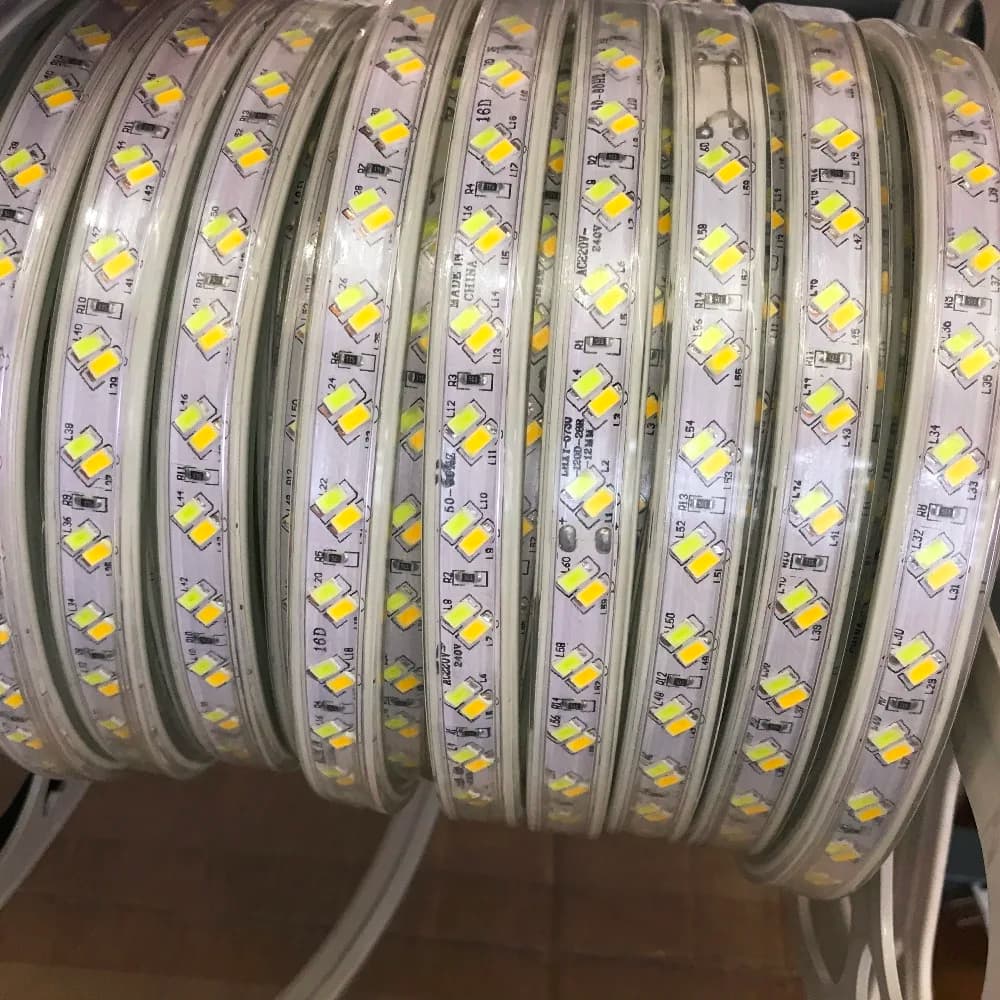 LED Strip CCT  White &Warmwhite 120leds/m AC220V 5730 Waterproof IP68 Color Temperature Dual White Dimmable Flexible Tape Light