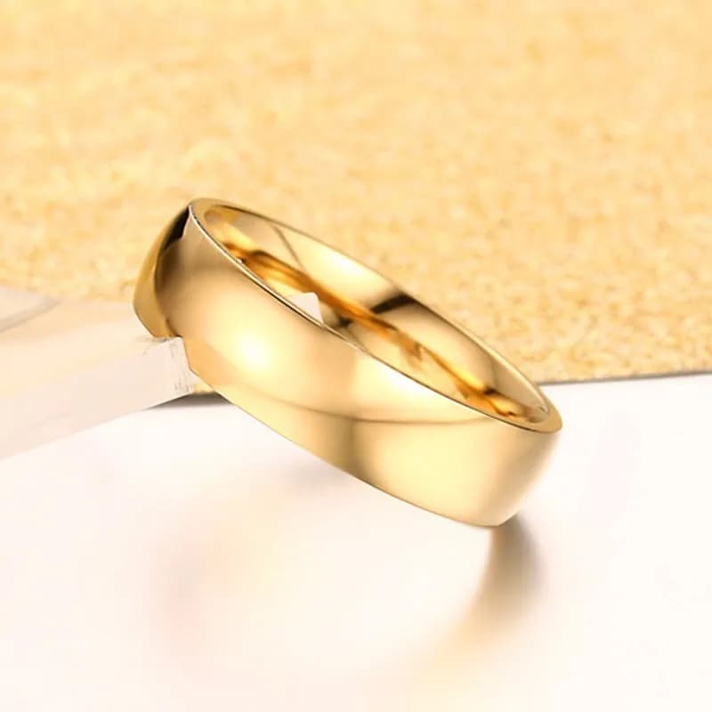 Gold-Tone Stainless Steel Wedding Band Ring