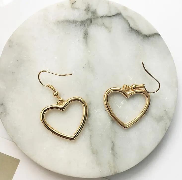 Gold Heart Pendant Earrings