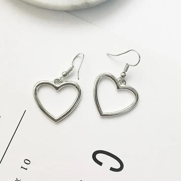 Gold Heart Pendant Earrings
