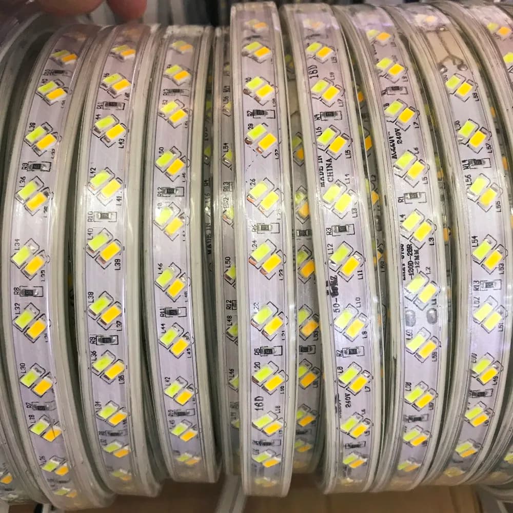 LED Strip CCT  White &Warmwhite 120leds/m AC220V 5730 Waterproof IP68 Color Temperature Dual White Dimmable Flexible Tape Light