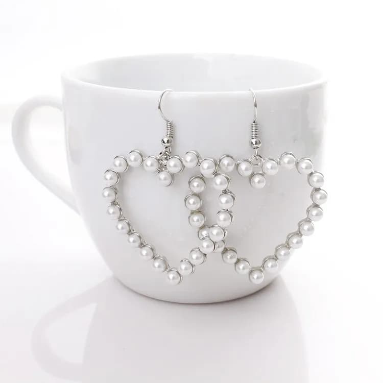 Gold Heart Pendant Earrings