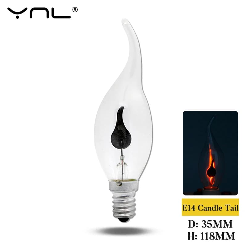 LED Candle Light Bulb E14 E27 LED Flame Effect Bulb AC220V Edison Emulation Fire Lighting Vintage Home Decor Ampoule Candle Bulb