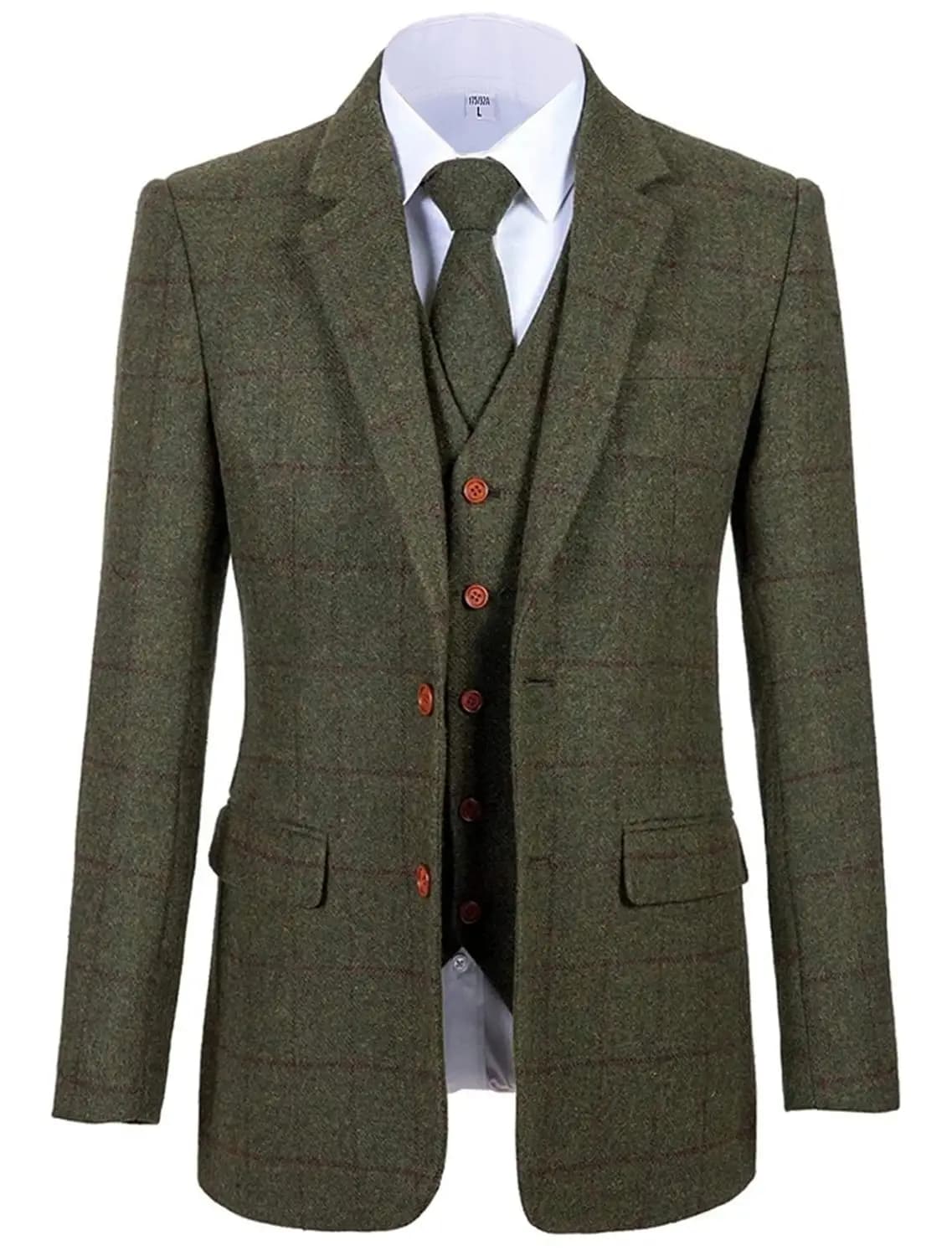 Men's 3-Piece Plaid Wool Suit