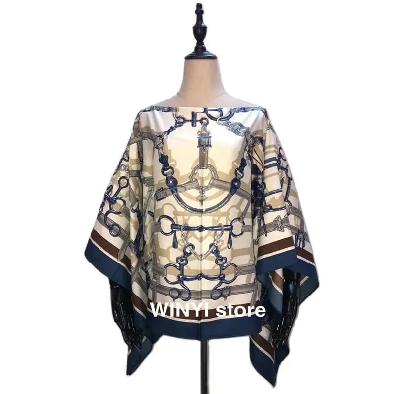 Fashion европейская одежда For Women Popular Thailand Summer Bohemian Printed Batwing Sleeve Silk kaftan Blouse For Night Party