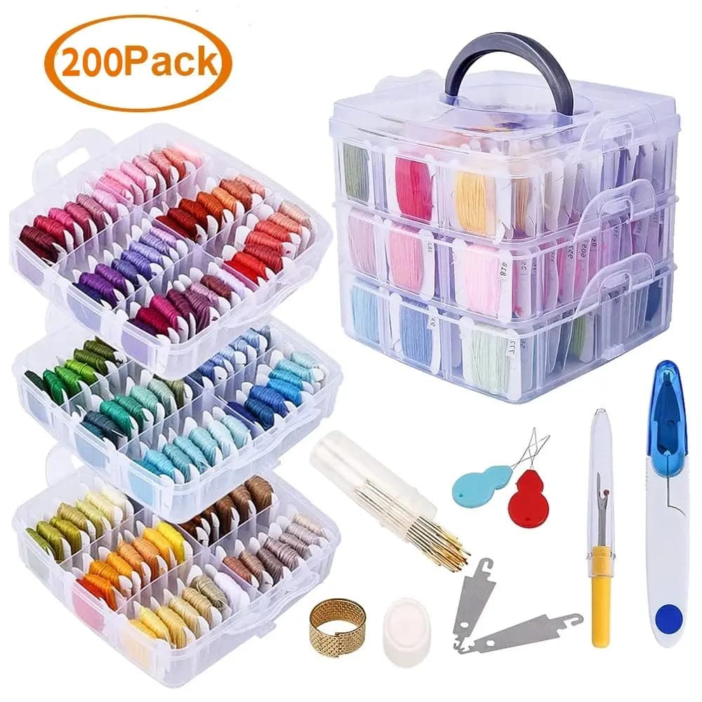 150-Color Embroidery Floss Set with Storage Box