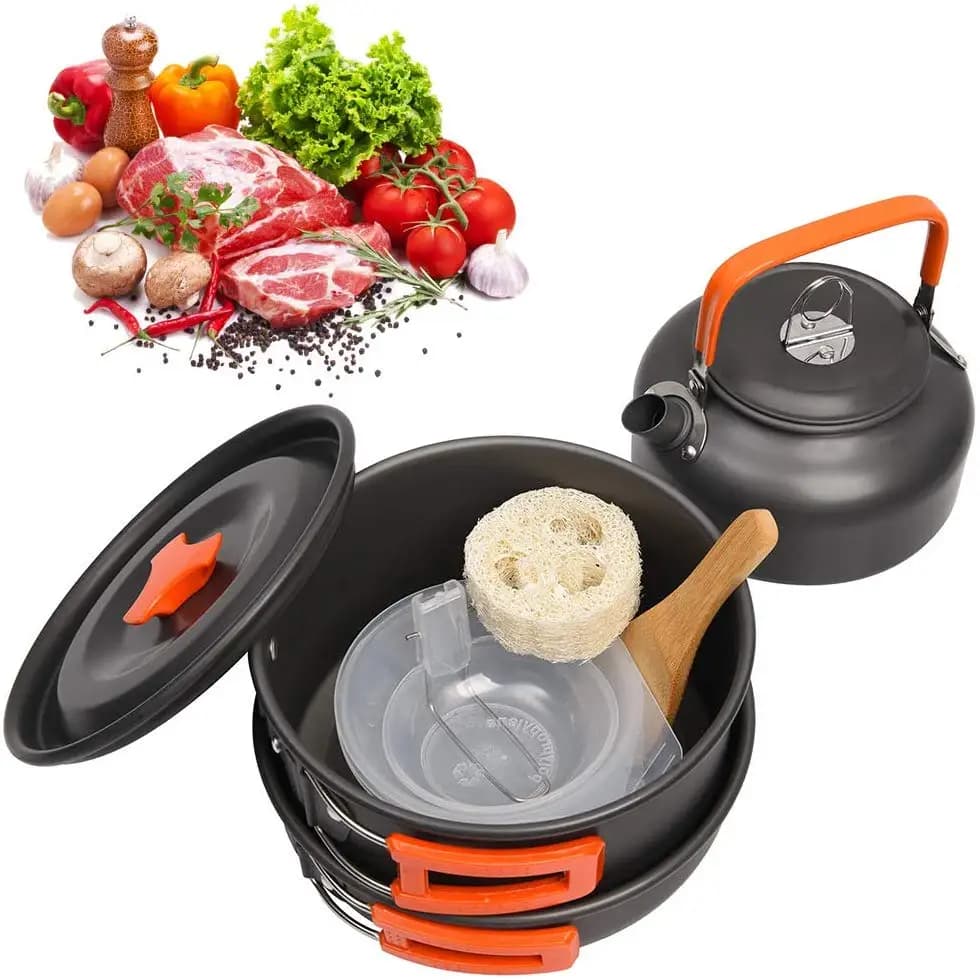 Camping Cookware Set With Kettle