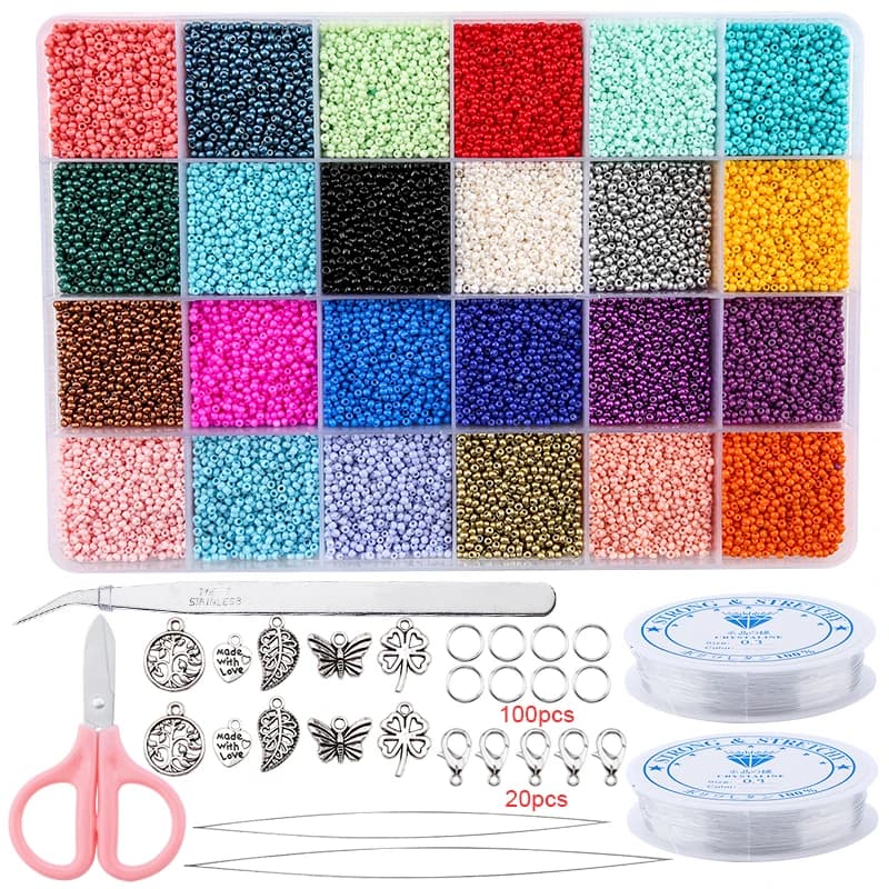 Glass Seed Beads Jewelry Making Kit 20000pcs