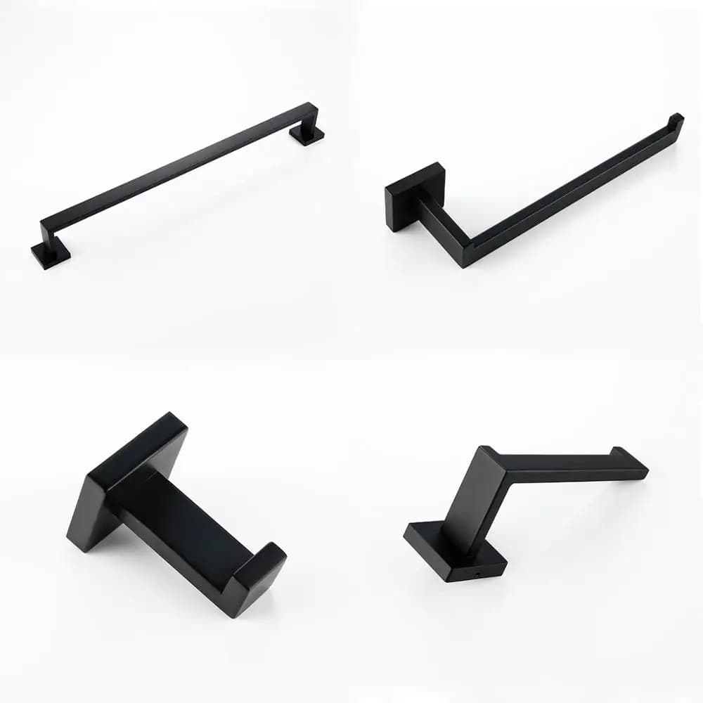 Bathroom Accessories Bathroom Hardware Set Black Robe Hook Towel Rail Bar Rack Bar Paper Holder Shelf