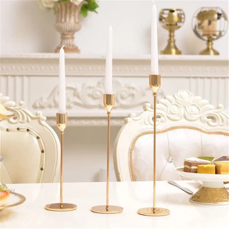 Metal Candle Holder Set Gold 3-Piece