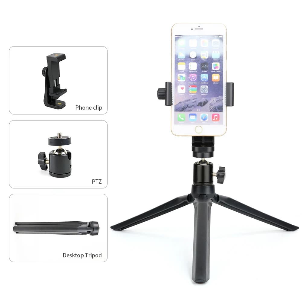 Foldable Phone Tripod Stand, Adjustable Height