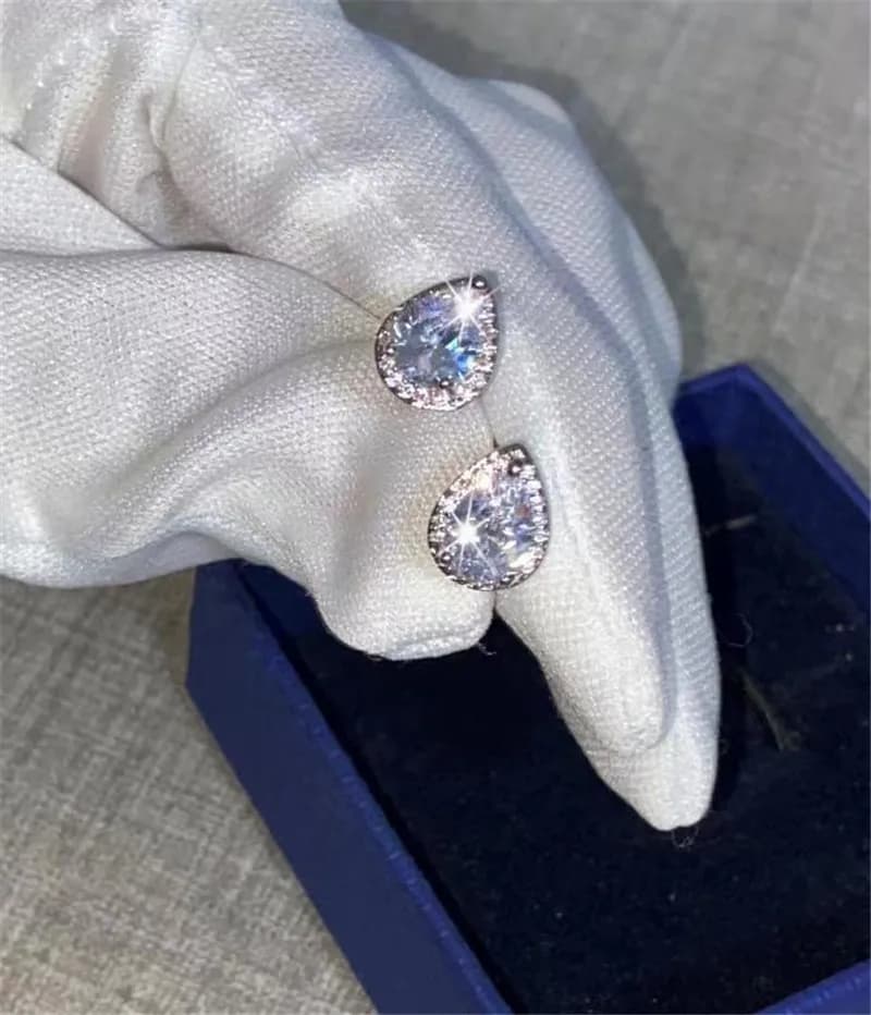 Water Drop Cubic Zirconia Stud Earrings
